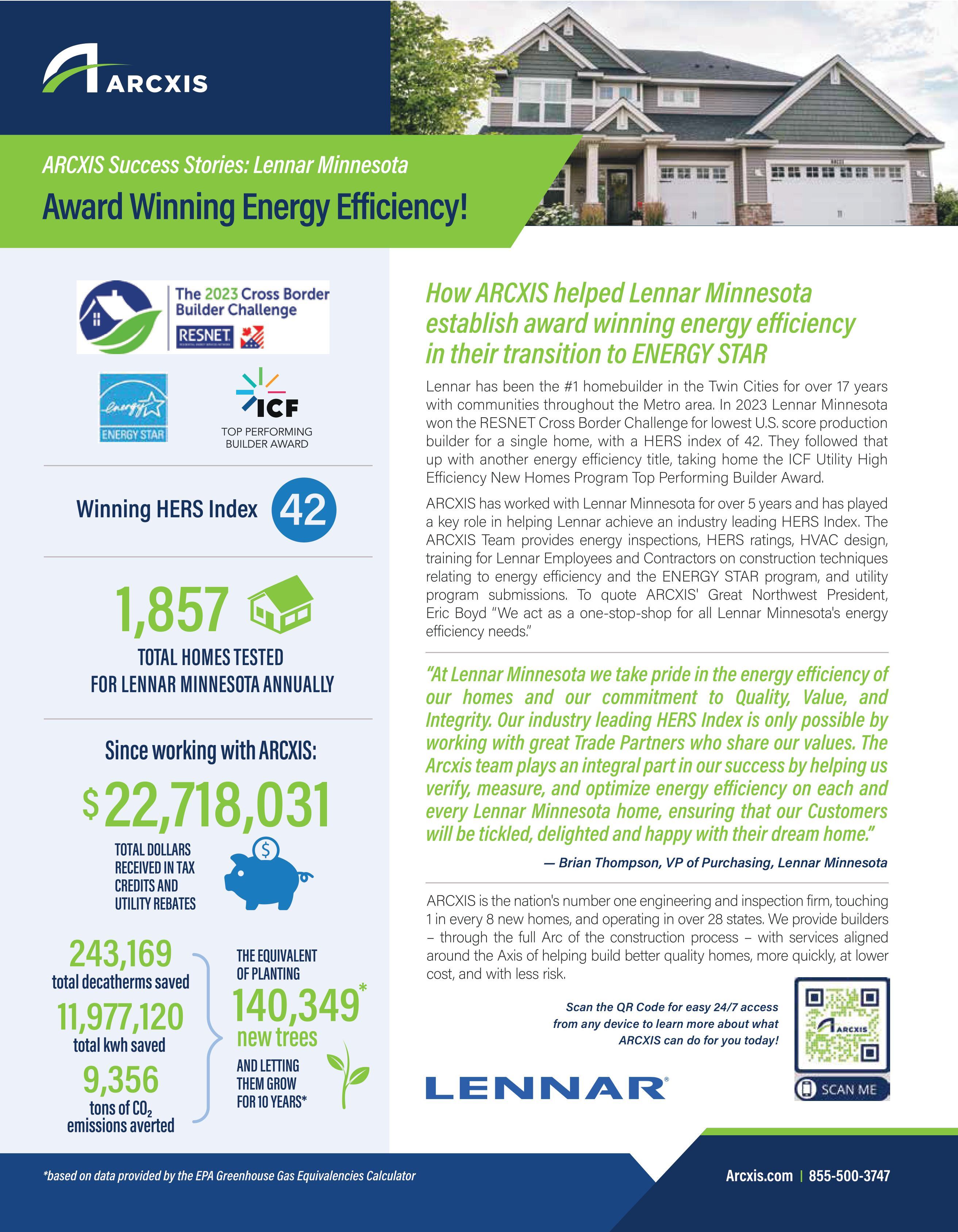 ARCXIS Case Study Lennar Minnesota Energy Star